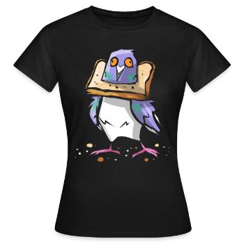 Colombe drôle avec du pain - oiseau chuchoteur colombes - T-shirt Femme - noir - Devant - AI Model Female 172 dark (172cm)