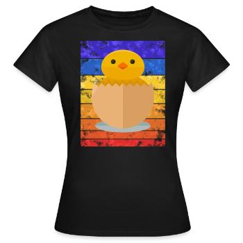 Küken Sunset - T-shirt Femme - noir - Devant - AI Model Female 172 dark (172cm)