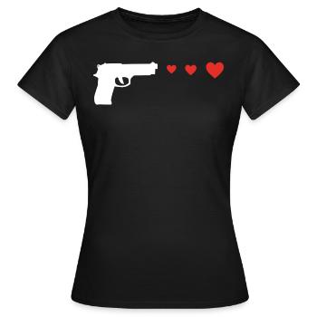 Pistolet d'amour de coeur - T-shirt Femme - noir - Devant - AI Model Female 172 dark (172cm)