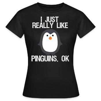 J'aime vraiment les pingouins. D'accord - T-shirt Femme - noir - Devant - AI Model Female 172 dark (172cm)