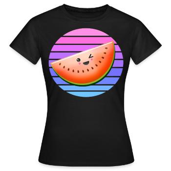 Winking melon at sunset - Women's T-Shirt - black - Front - AI Model Female 172 dark (172cm)