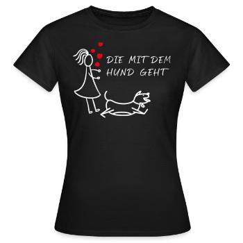 Die mit dem Hund geht Gassi Spruch Geschenk - Frauen T-Shirt - Schwarz - Vorne - AI Model Female 172 dark (172cm)