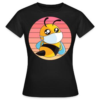 Biene mit Mundschutz im Sonnenuntergang - Frauen T-Shirt - Schwarz - Vorne - AI Model Female 172 dark (172cm)