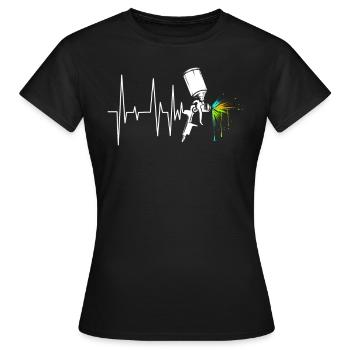 Laqueur & Autolackerer Battement de Coeur Heart Rate - T-shirt Femme - noir - Devant - AI Model Female 172 dark (172cm)