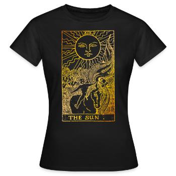 The Sun Vintage Tarot Karte Stärken Die Sonne - Frauen T-Shirt - Schwarz - Vorne - AI Model Female 172 dark (172cm)