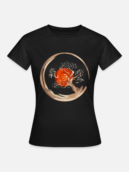 Qigong Bonsai Kreis Chinesisches Energie Symbol - Frauen T-Shirt - Schwarz