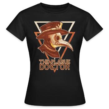 The Plague Doctor Retro Plague Doctor Steampunk Mask - Women's T-Shirt - black - Front - AI Model Female 172 dark (172cm)
