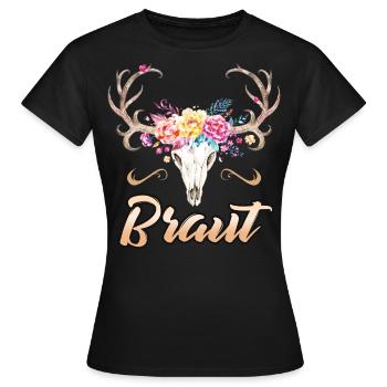 Frauen JGA Tracht Junggesellinnenabschied Hirsch - Frauen T-Shirt - Schwarz - Vorne - AI Model Female 172 dark (172cm)