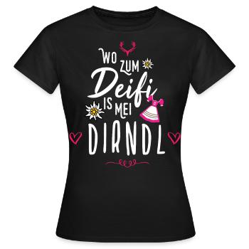 Wo zum Deifi is mei Dirndl Ersatz Tracht Bayern - Frauen T-Shirt - Schwarz - Vorne - AI Model Female 172 dark (172cm)