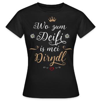Trachtenshirt Damen Mädchen Dirndl Ersatz Tracht - Frauen T-Shirt - Schwarz - Vorne - AI Model Female 172 dark (172cm)