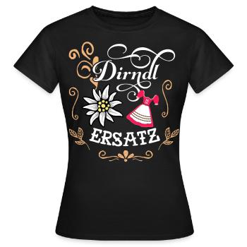 Ersatz Dirndl Damen Trachtenshirt Mädchen Tracht - Frauen T-Shirt - Schwarz - Vorne - AI Model Female 172 dark (172cm)