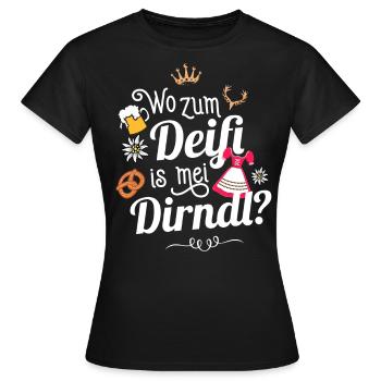 Damen Trachtenshirt Tracht Frauen Deifi Mei Dirndl - Frauen T-Shirt - Schwarz - Vorne - AI Model Female 172 dark (172cm)