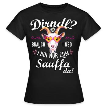 Damen Trachtenshirt Saufen Sauffa Dirndl Sprüche - Frauen T-Shirt - Schwarz - Vorne - AI Model Female 172 dark (172cm)