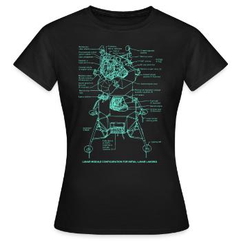Retro Old School Lunar Lander Apollo Moon Landing - Women's T-Shirt - black - Front - AI Model Female 172 dark (172cm)