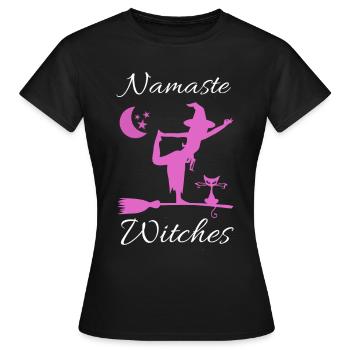 Yoga Namaste Witches Geschenk - Frauen T-Shirt - Schwarz - Vorne - AI Model Female 172 dark (172cm)