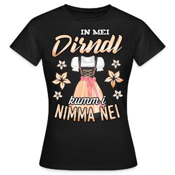 In mei Dirndl kumm i nimma nei Trachtenshirt Damen - Frauen T-Shirt - Schwarz - Vorne - AI Model Female 172 dark (172cm)