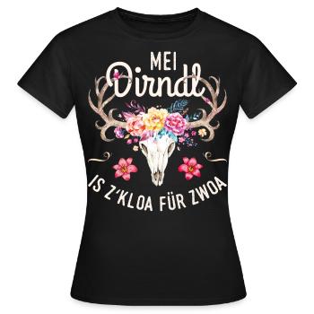 Mei Dirndl is z kloa für Zwoa Tracht Schwanger - Frauen T-Shirt - Schwarz - Vorne - AI Model Female 172 dark (172cm)