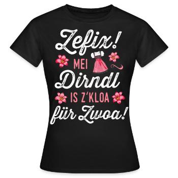 Mei Dirndl is z kloa für Zwoa Tracht Schwangere - Frauen T-Shirt - Schwarz - Vorne - AI Model Female 172 dark (172cm)