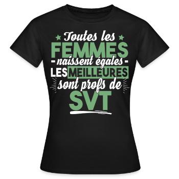 Prof Professeur SVT Sciences Vie Terre Métier - T-shirt Femme - noir - Devant - AI Model Female 172 dark (172cm)