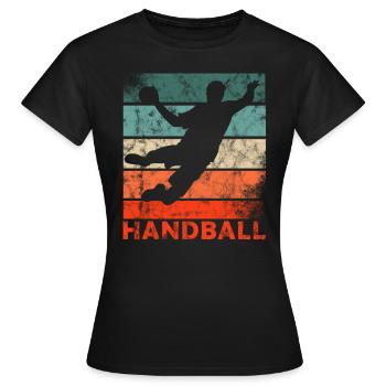 Handball Sprungwurf Handballspieler und Handballer - Frauen T-Shirt - Schwarz - Vorne - AI Model Female 172 dark (172cm)