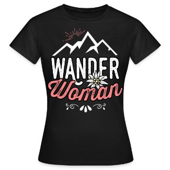 Wander Woman T-Shirt Damen Wander Shirt Damen Berg - Frauen T-Shirt - Schwarz - Vorne - AI Model Female 172 dark (172cm)