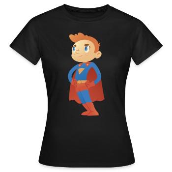 Cartoon Superhero Boy - Sauver le monde pour les enfants - T-shirt Femme - noir - Devant - AI Model Female 172 dark (172cm)