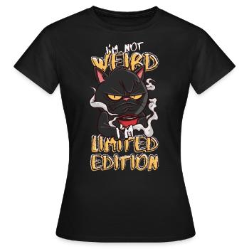 Cartoon Cat avec tasse à café - Édition limitée - T-shirt Femme - noir - Devant - AI Model Female 172 dark (172cm)