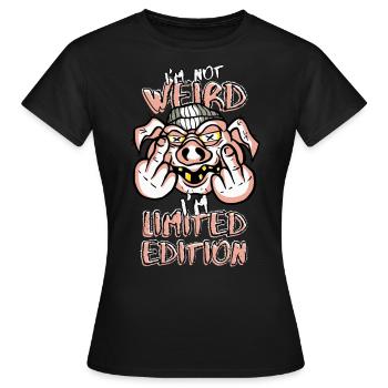 Cartoon Pig avec majeur - Édition limitée - T-shirt Femme - noir - Devant - AI Model Female 172 dark (172cm)