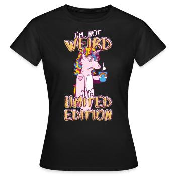 Cartoon Unicorn avec tasse à café - Édition limitée - T-shirt Femme - noir - Devant - AI Model Female 172 dark (172cm)