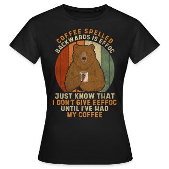 Vintage Coffee Spelled Backwards Is Eeffoc - Women's T-Shirt - black - Front - AI Model Female 172 dark (172cm)