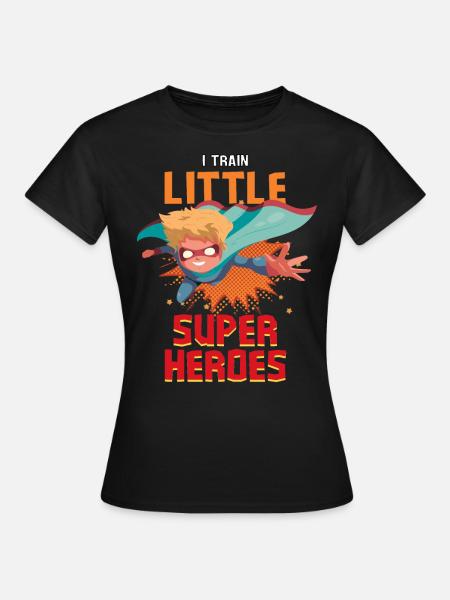 Une enseignante de maternelle élève des petits super-héros - T-shirt Femme - noir