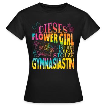 Gymnasiastin Flower Girl Gymnasium Einschulung - Frauen T-Shirt - Schwarz - Vorne - AI Model Female 172 dark (172cm)