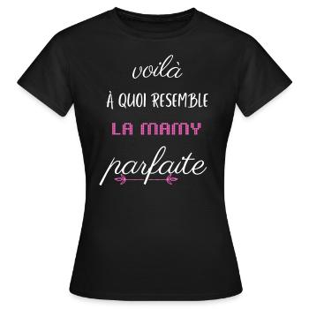 t shirt mamy parfaite - T-shirt Femme - noir - Devant - AI Model Female 172 dark (172cm)