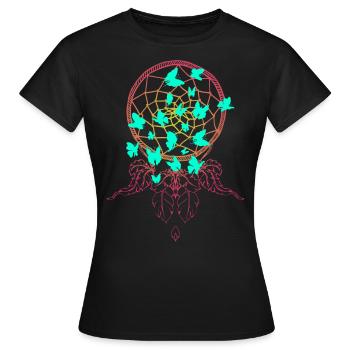 Butterflies in the dream catcher - Women's T-Shirt - black - Front - AI Model Female 172 dark (172cm)