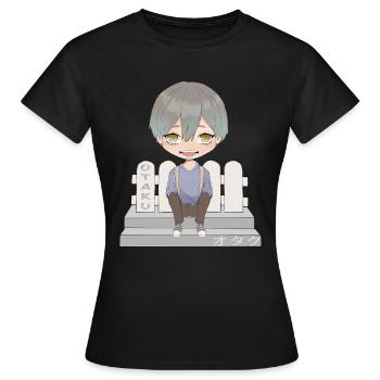 Otaku Anime Garçon - T-shirt Femme - noir - Devant - AI Model Female 172 dark (172cm)