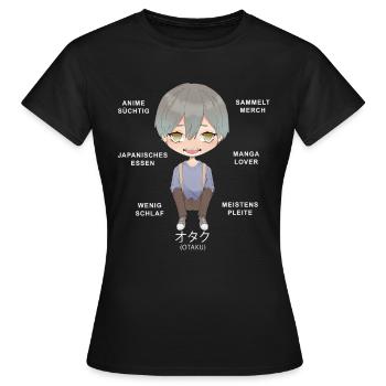 Otaku Anime Garçon - T-shirt Femme - noir - Devant - AI Model Female 172 dark (172cm)