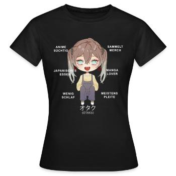 Otaku Anime Fille - T-shirt Femme - noir - Devant - AI Model Female 172 dark (172cm)