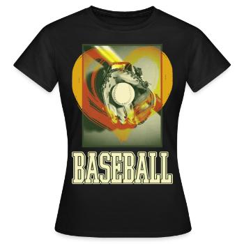 Baseball Ball Handschuh Schläger Vintage Retro - Frauen T-Shirt - Schwarz - Vorne - AI Model Female 172 dark (172cm)