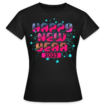 Bonne Année 2023 Réveillon du Nouvel An Nouvel An - T-shirt Femme - noir - Devant - AI Model Female 172 dark (172cm)