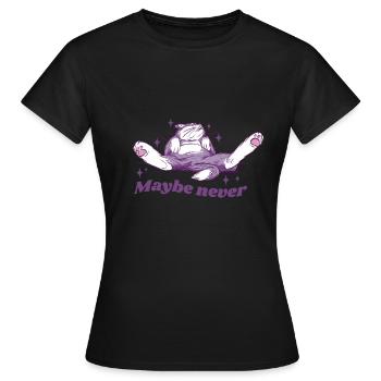 Maybe Never - Cute cat chilling - Sleeping outfit - Women's T-Shirt - black - Front - AI Model Female 172 dark (172cm)