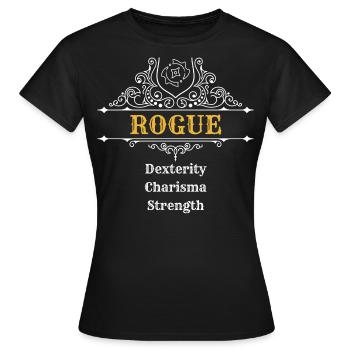 ROGUE | Dungeons n Dragons, DSA, RPG - Frauen T-Shirt - Schwarz - Vorne - AI Model Female 172 dark (172cm)