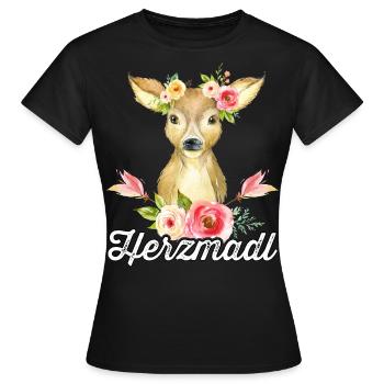 Herzmadl T-Shirt Damen Trachtenshirt Dirndl Shirt - Frauen T-Shirt - Schwarz - Vorne - AI Model Female 172 dark (172cm)