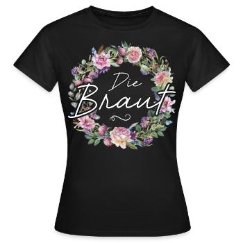 T-Shirt Braut Kostüm JGA Frauen Poltern - Frauen T-Shirt - Schwarz - Vorne - AI Model Female 172 dark (172cm)
