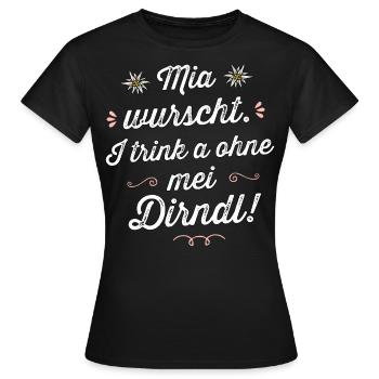 Ersatz Dirndl Shirt Trachtenshirt Damen Saufen - Frauen T-Shirt - Schwarz - Vorne - AI Model Female 172 dark (172cm)