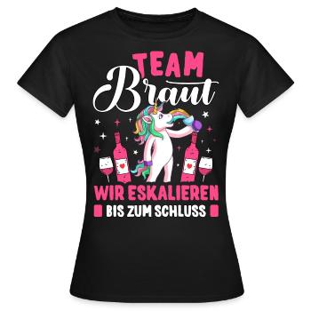 Bride Team Braut JGA Frauen T-Shirt Poltern Damen - Frauen T-Shirt - Schwarz - Vorne - AI Model Female 172 dark (172cm)
