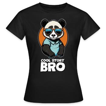 Cool panda "Cool Story Bro" with sunglasses - Women's T-Shirt - black - Front - AI Model Female 172 dark (172cm)