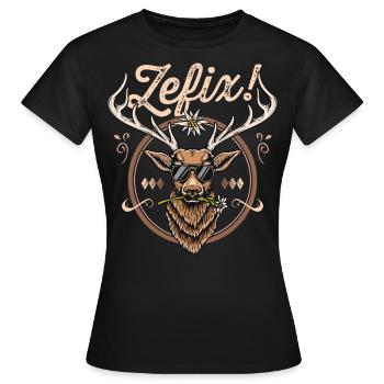Zefix T-Shirt bayrisch Grantler Trachtenshirt Mann - Frauen T-Shirt - Schwarz - Vorne - AI Model Female 172 dark (172cm)