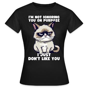 Drôle de chat grincheux - Je ne t’aime pas cynique - T-shirt Femme - noir - Devant - AI Model Female 172 dark (172cm)