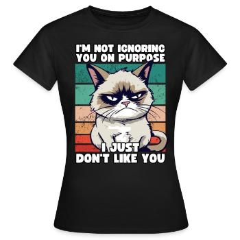 Drôle de chat grincheux - Je ne t’aime pas cynique - T-shirt Femme - noir - Devant - AI Model Female 172 dark (172cm)