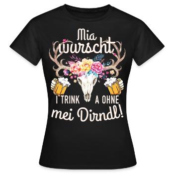 Trachtenshirt Damen Trachten T-Shirt Dirndl Saufen - Frauen T-Shirt - Schwarz - Vorne - AI Model Female 172 dark (172cm)